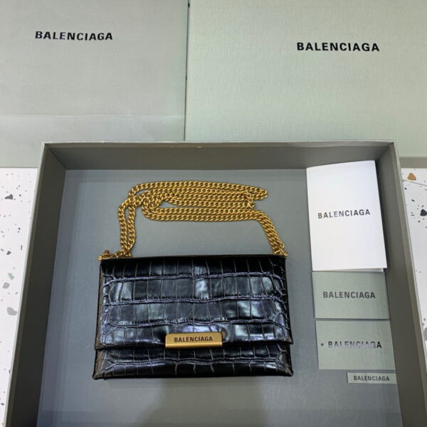 Balenciaga Triplet Small Bag Crocodile Embossed Black, For Women, Women's Bags 8.3in/21cm