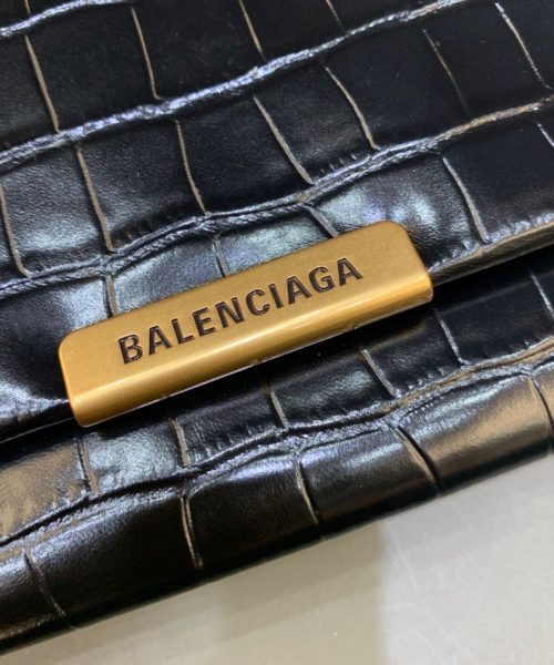Balenciaga Triplet Small Bag Crocodile Embossed Black, For Women, Women's Bags 8.3in/21cm