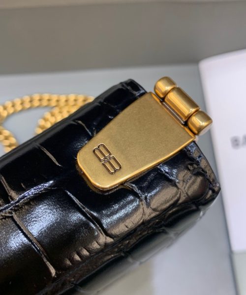 Balenciaga Triplet Small Bag Crocodile Embossed Black, For Women, Women's Bags 8.3in/21cm