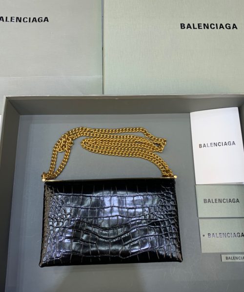 Balenciaga Triplet Small Bag Crocodile Embossed Black, For Women, Women's Bags 8.3in/21cm