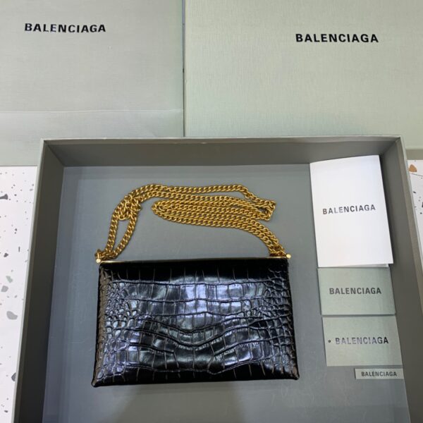 Balenciaga Triplet Small Bag Crocodile Embossed Black, For Women, Women's Bags 8.3in/21cm