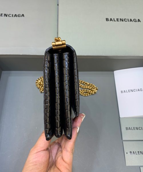 Balenciaga Triplet Small Bag Crocodile Embossed Black, For Women, Women's Bags 8.3in/21cm