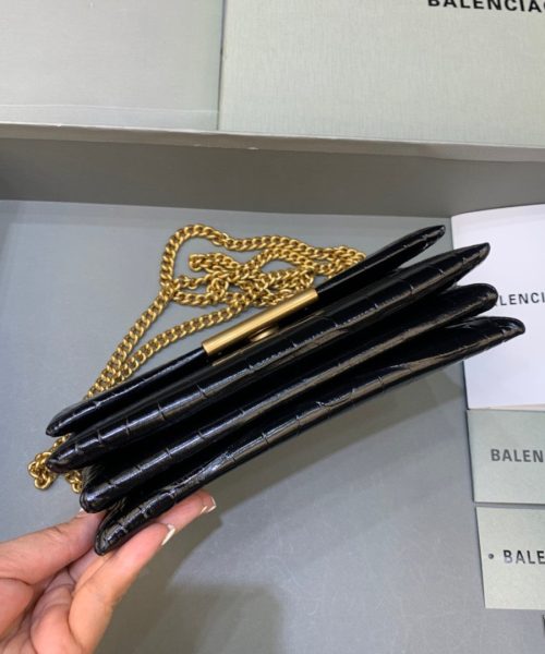 Balenciaga Triplet Small Bag Crocodile Embossed Black, For Women, Women's Bags 8.3in/21cm