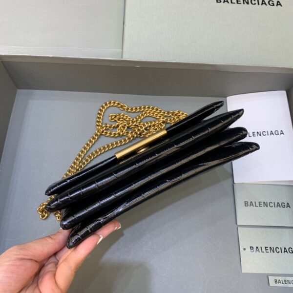 Balenciaga Triplet Small Bag Crocodile Embossed Black, For Women, Women's Bags 8.3in/21cm