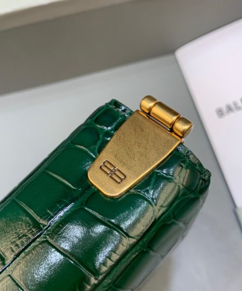 Balenciaga Triplet Small Bag Crocodile Embossed Green, For Women, Women's Bags 8.3in/21cm