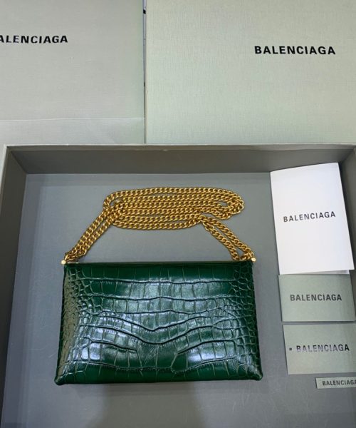Balenciaga Triplet Small Bag Crocodile Embossed Green, For Women, Women's Bags 8.3in/21cm