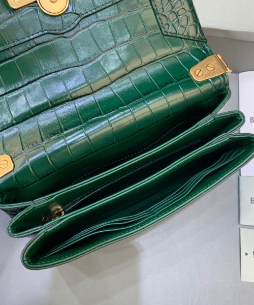 Balenciaga Triplet Small Bag Crocodile Embossed Green, For Women, Women's Bags 8.3in/21cm