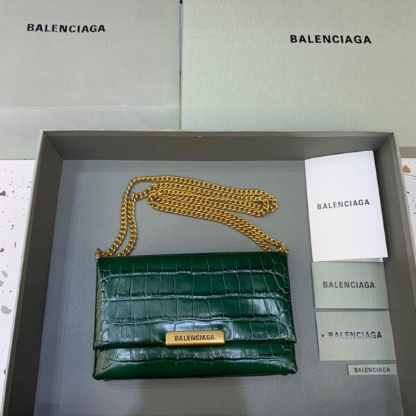 Balenciaga Triplet Small Bag Crocodile Embossed Green, For Women, Women's Bags 8.3in/21cm