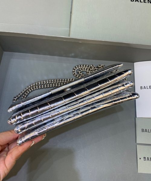 Balenciaga Triplet Small Bag Crocodile Embossed Silver, For Women, Women's Bags 8.3in/21cm