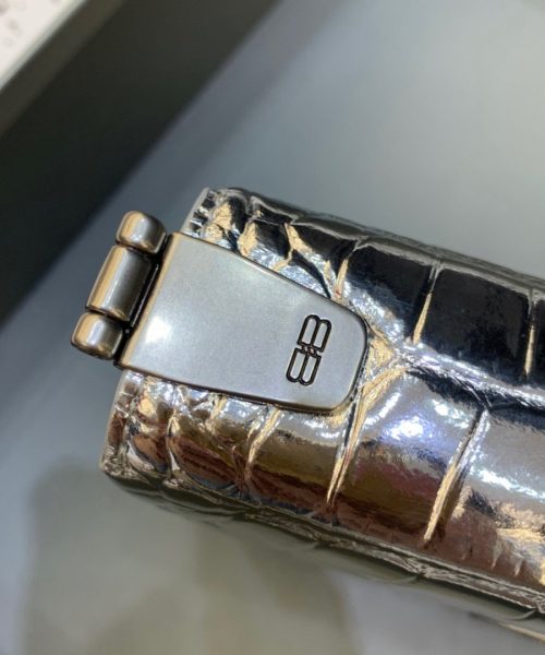 Balenciaga Triplet Small Bag Crocodile Embossed Silver, For Women, Women's Bags 8.3in/21cm