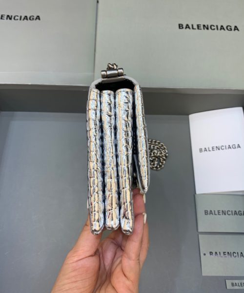 Balenciaga Triplet Small Bag Crocodile Embossed Silver, For Women, Women's Bags 8.3in/21cm