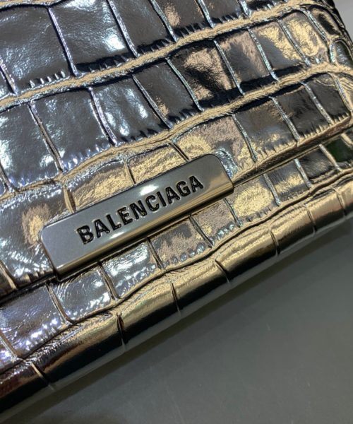 Balenciaga Triplet Small Bag Crocodile Embossed Silver, For Women, Women's Bags 8.3in/21cm