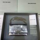 Balenciaga Triplet Small Bag Crocodile Embossed Silver, For Women, Women's Bags 8.3in/21cm