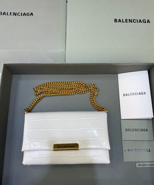 Balenciaga Triplet Small Bag Crocodile Embossed White, For Women, Women's Bags 8.3in/21cm
