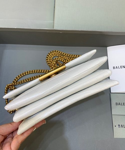 Balenciaga Triplet Small Bag Crocodile Embossed White, For Women, Women's Bags 8.3in/21cm