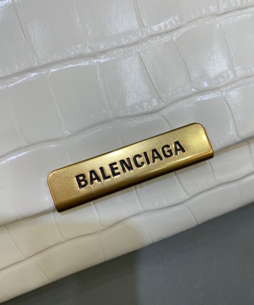 Balenciaga Triplet Small Bag Crocodile Embossed White, For Women, Women's Bags 8.3in/21cm