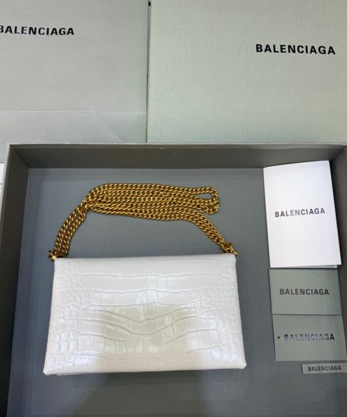 Balenciaga Triplet Small Bag Crocodile Embossed White, For Women, Women's Bags 8.3in/21cm