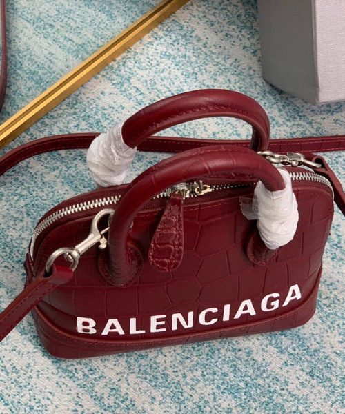Balenciaga Ville Mini Handbag In Dark Red, For Women, Women's Bags 7in/18cm