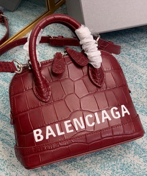 Balenciaga Ville Mini Handbag In Dark Red, For Women, Women's Bags 7in/18cm
