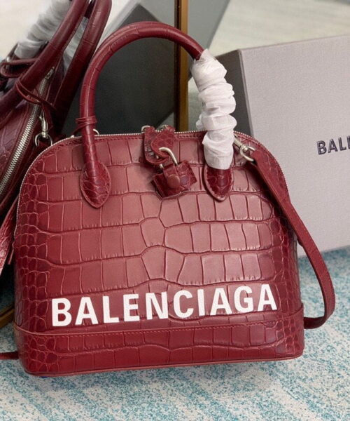 Balenciaga Ville Small Handbag In Dark Red, For Women, Women's Bags 10.2in/26cm