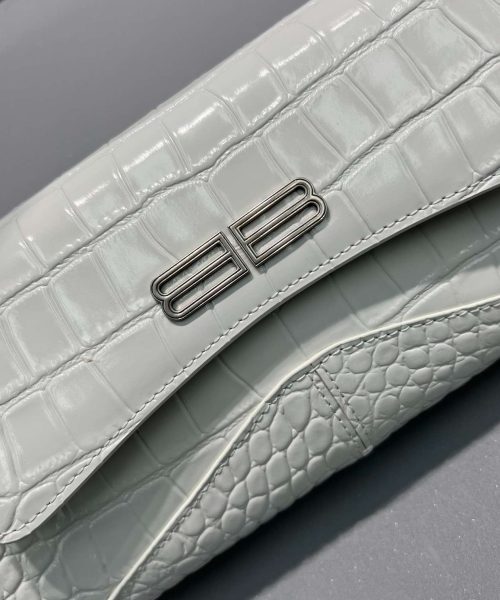 Balenciaga XX Crocodile Embossed Flap Bag White/Black/Green/Pink/Blue For Women 16in/27cm 6956452108X1000
