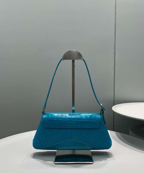 Balenciaga XX Crocodile Embossed Flap Bag White/Black/Green/Pink/Blue For Women 16in/27cm 6956452108X1000