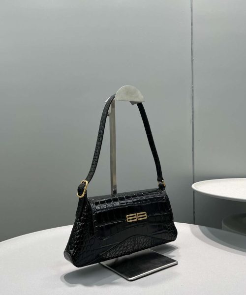 Balenciaga XX Crocodile Embossed Flap Bag White/Black/Green/Pink/Blue For Women 16in/27cm 6956452108X1000