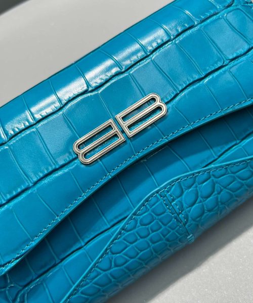 Balenciaga XX Crocodile Embossed Flap Bag White/Black/Green/Pink/Blue For Women 16in/27cm 6956452108X1000