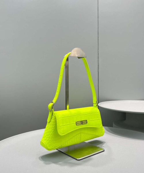 Balenciaga XX Crocodile Embossed Flap Bag White/Black/Green/Pink/Blue For Women 16in/27cm 6956452108X1000