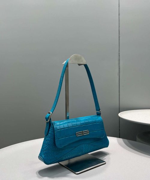 Balenciaga XX Crocodile Embossed Flap Bag White/Black/Green/Pink/Blue For Women 16in/27cm 6956452108X1000