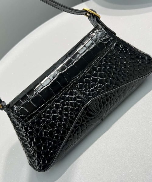Balenciaga XX Crocodile Embossed Flap Bag White/Black/Green/Pink/Blue For Women 16in/27cm 6956452108X1000