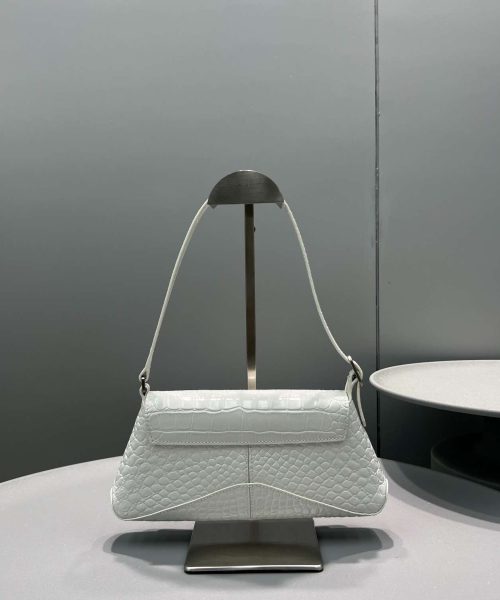 Balenciaga XX Crocodile Embossed Flap Bag White/Black/Green/Pink/Blue For Women 16in/27cm 6956452108X1000