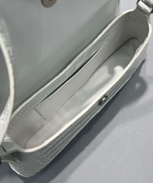 Balenciaga XX Crocodile Embossed Flap Bag White/Black/Green/Pink/Blue For Women 16in/27cm 6956452108X1000