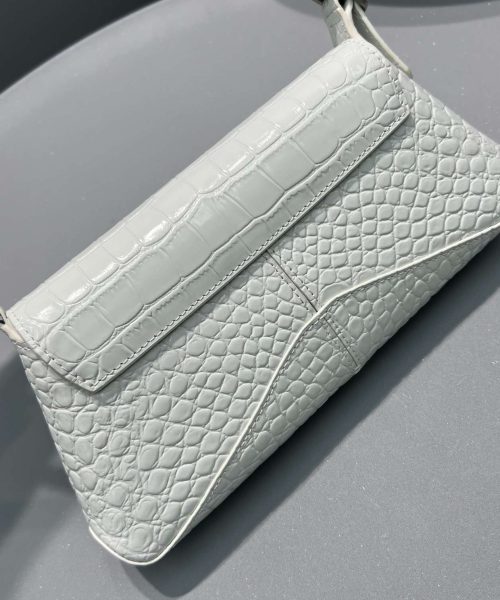 Balenciaga XX Crocodile Embossed Flap Bag White/Black/Green/Pink/Blue For Women 16in/27cm 6956452108X1000