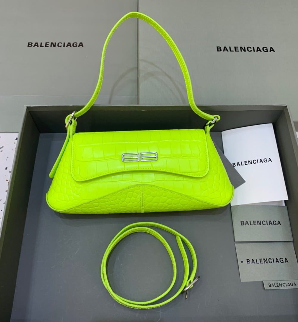 Balenciaga XX Small Flap Bag Box Green Neon, For Women, Women's Bags 10.6in/27cm