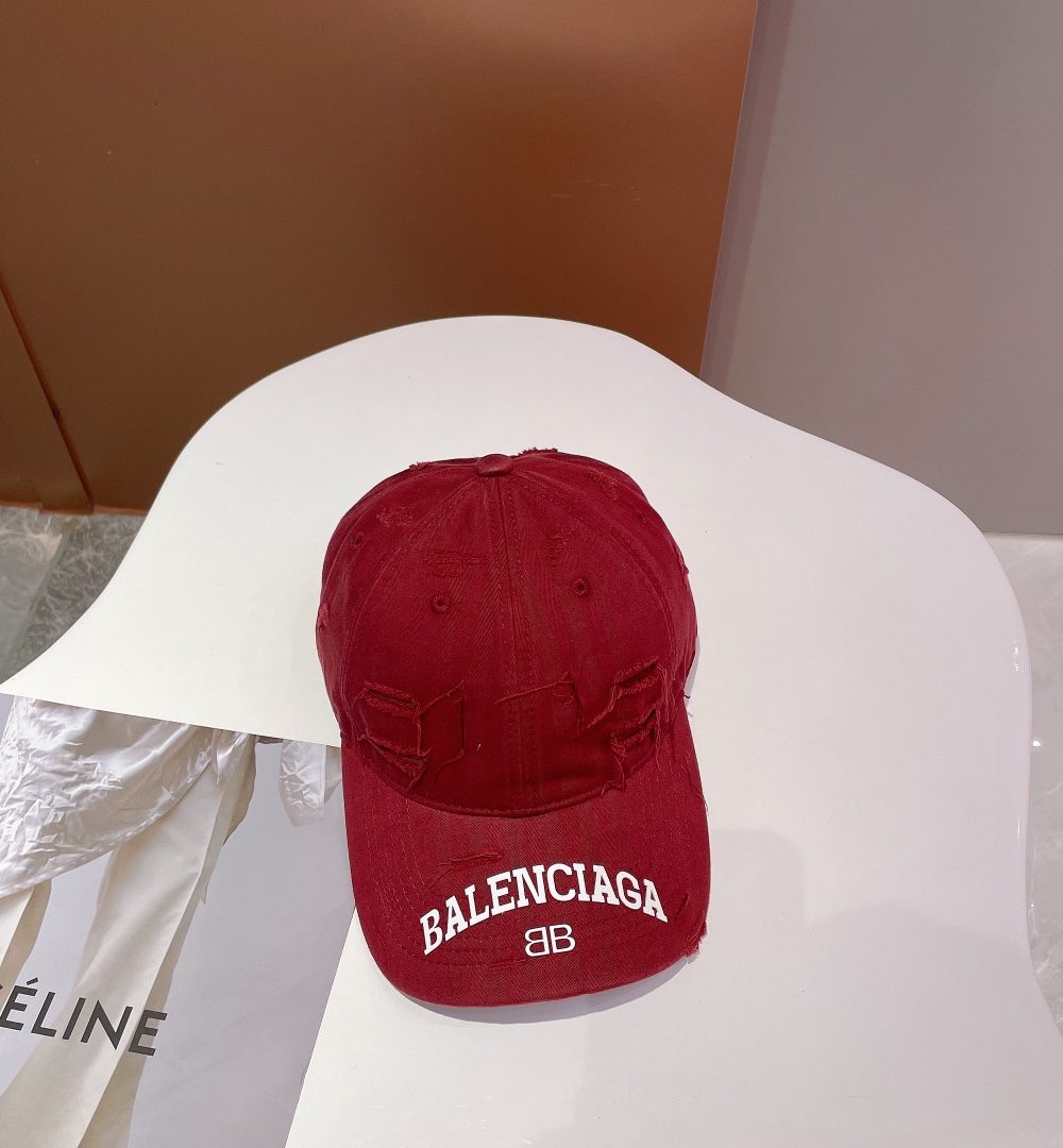 Balenciage Logo Visor Cap Red Cap