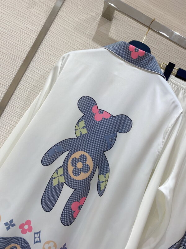 Bear Printed Pants And Shirt Pyjama White For Women