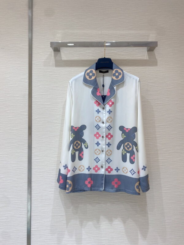 Bear Printed Pants And Shirt Pyjama White For Women