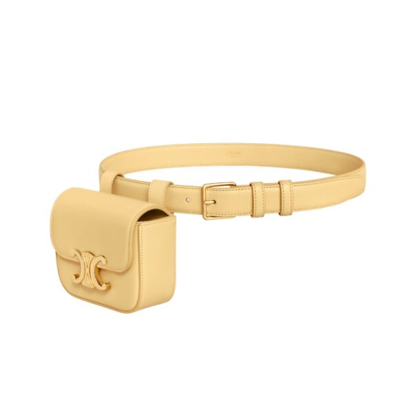 1:1 Replica Belt Bag Triomphe Belt In Shiny Calfskin Pollen Yellow For Women 45BCN3AH2.11PO 11cm/4inch