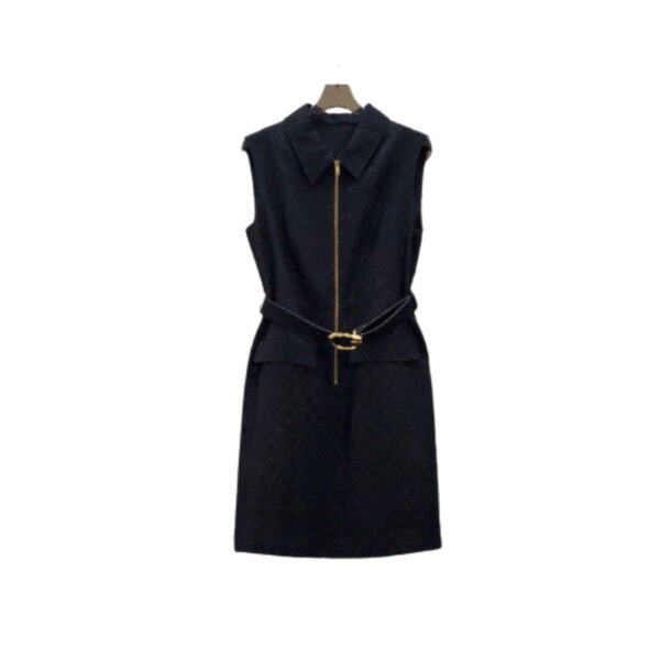 Belt Sleeveless Dress Black For Women
