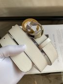 1:1 Replica Belt With Interlocking G Buckle White GG, Women Belt ‎574807