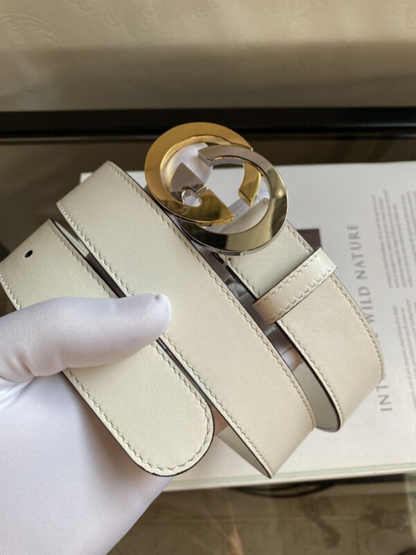 1:1 Replica Belt With Interlocking G Buckle White GG, Women Belt ‎574807