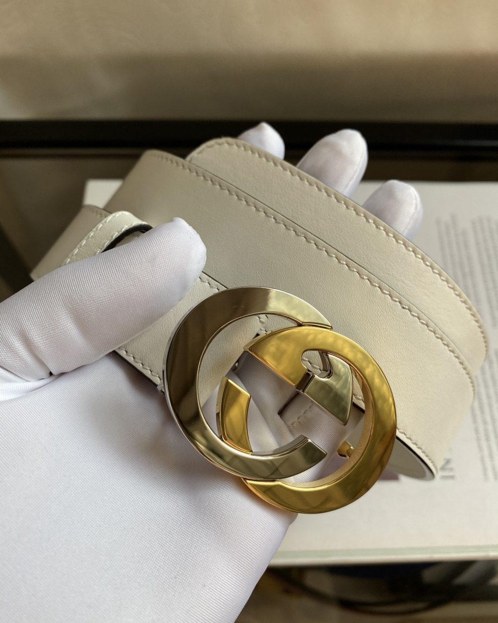 1:1 Replica Belt With Interlocking G Buckle White GG, Women Belt 574807