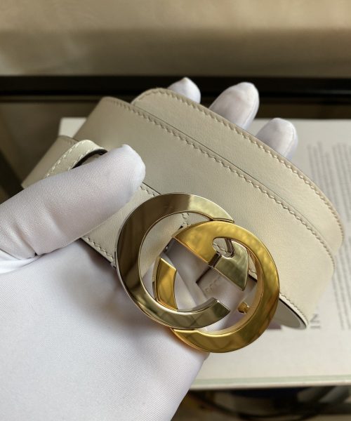 1:1 Replica Belt With Interlocking G Buckle White GG, Women Belt ‎574807