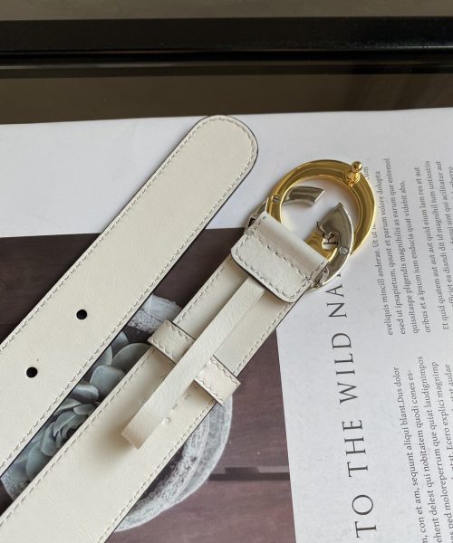 1:1 Replica Belt With Interlocking G Buckle White GG, Women Belt ‎574807