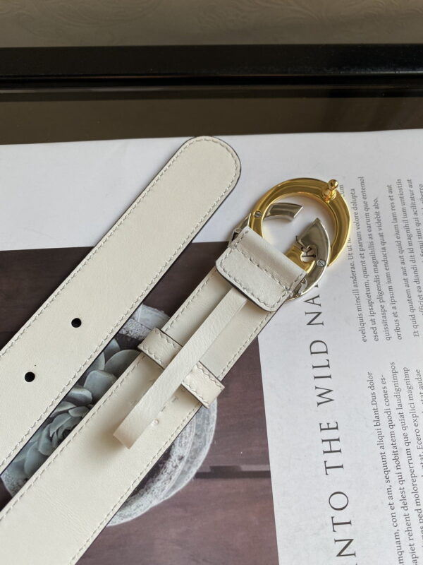 1:1 Replica Belt With Interlocking G Buckle White GG, Women Belt ‎574807
