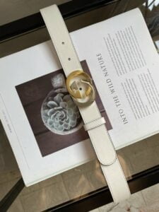 1:1 Replica Belt With Interlocking G Buckle White GG, Women Belt ‎574807
