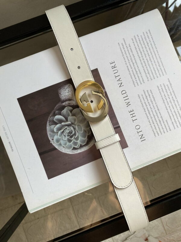 1:1 Replica Belt With Interlocking G Buckle White GG, Women Belt ‎574807