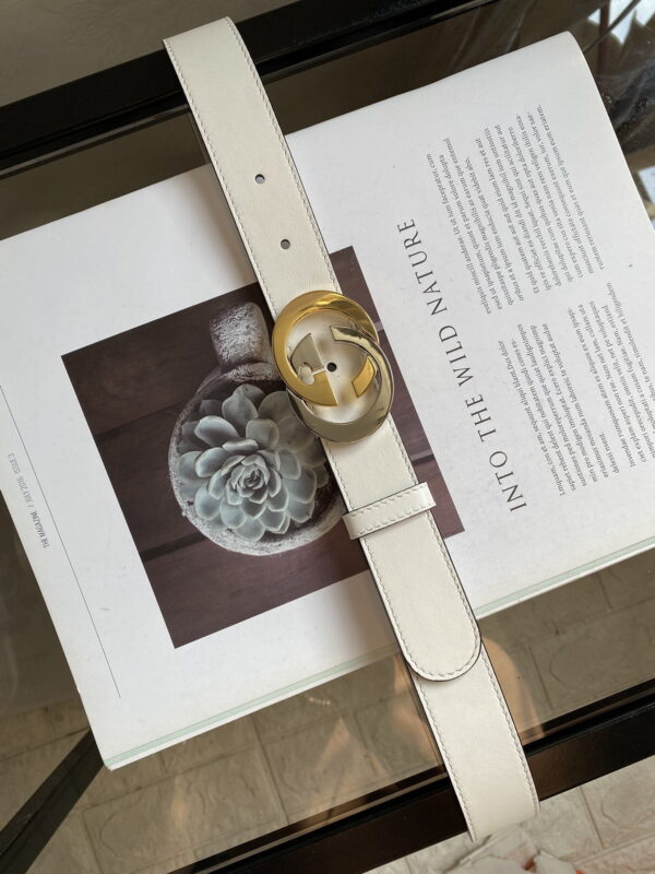 1:1 Replica Belt With Interlocking G Buckle White GG, Women Belt ‎574807