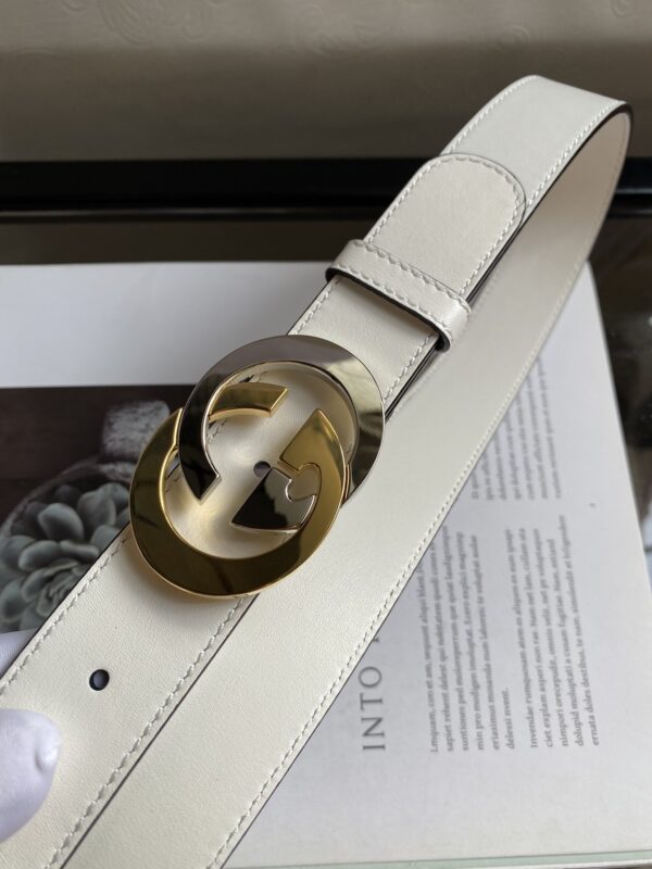 1:1 Replica Belt With Interlocking G Buckle White GG, Women Belt ‎574807
